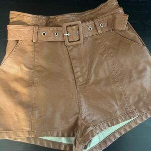 Altar'd State Tan High Waist Leather Shorts